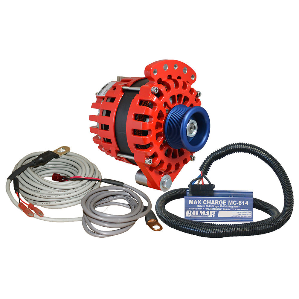 Kit de alternador Balmar, base simple de 1-2", polea serpentina J10, regulador y sensor de temperatura - 170A - 12V