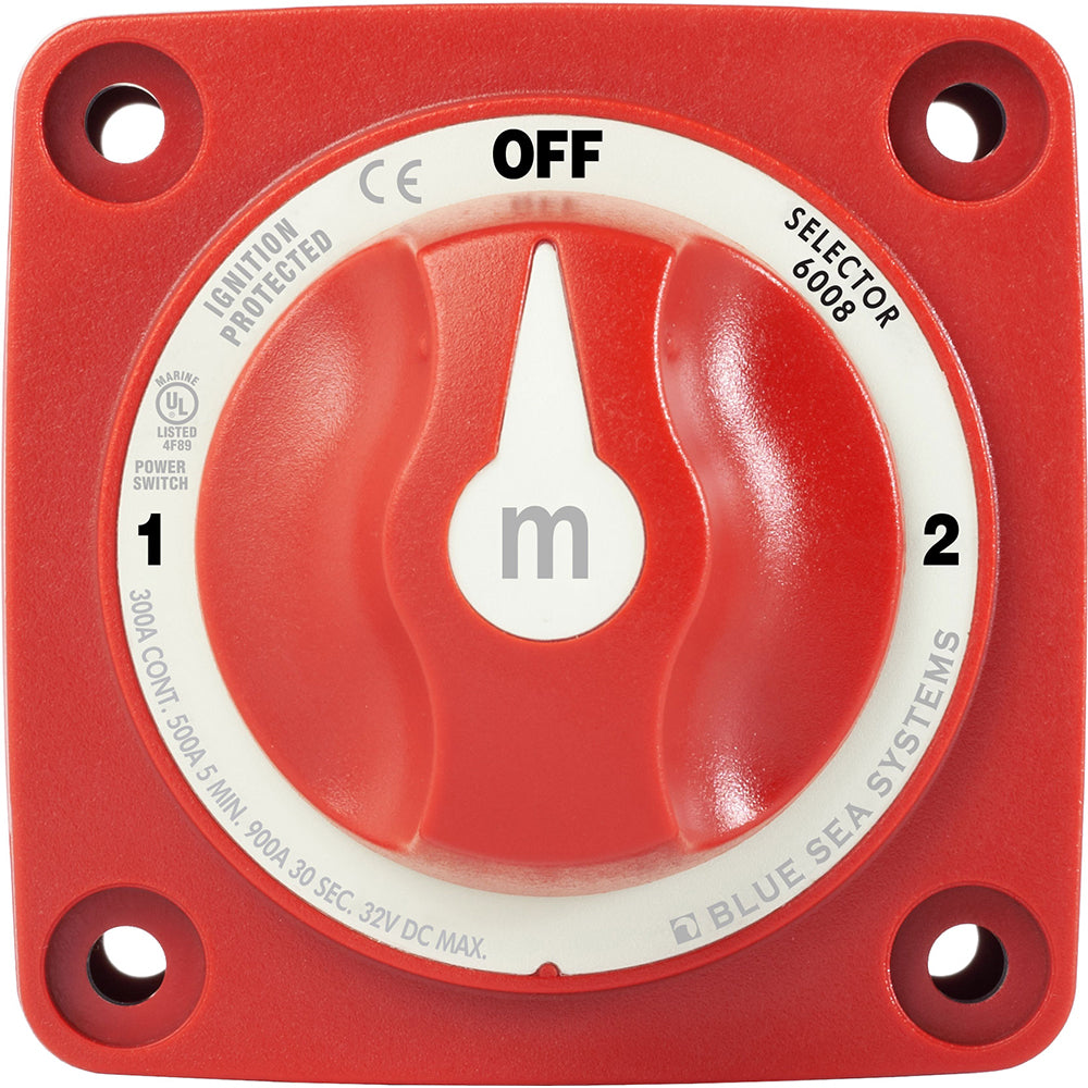 Blue Sea 6008 Interruptor de batería serie M, 3 posiciones - Rojo