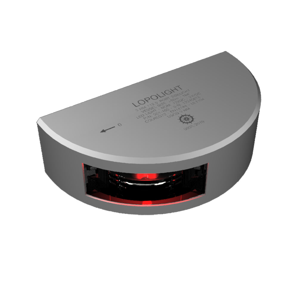 Lopolight Serie 301-102 - Luz lateral de babor - Montaje vertical - 3MN - Roja - Carcasa plateada