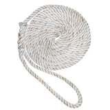 Cabo de amarre New England Ropes Premium de 3 cordones, 5/8" - Blanco con marcador - 15'