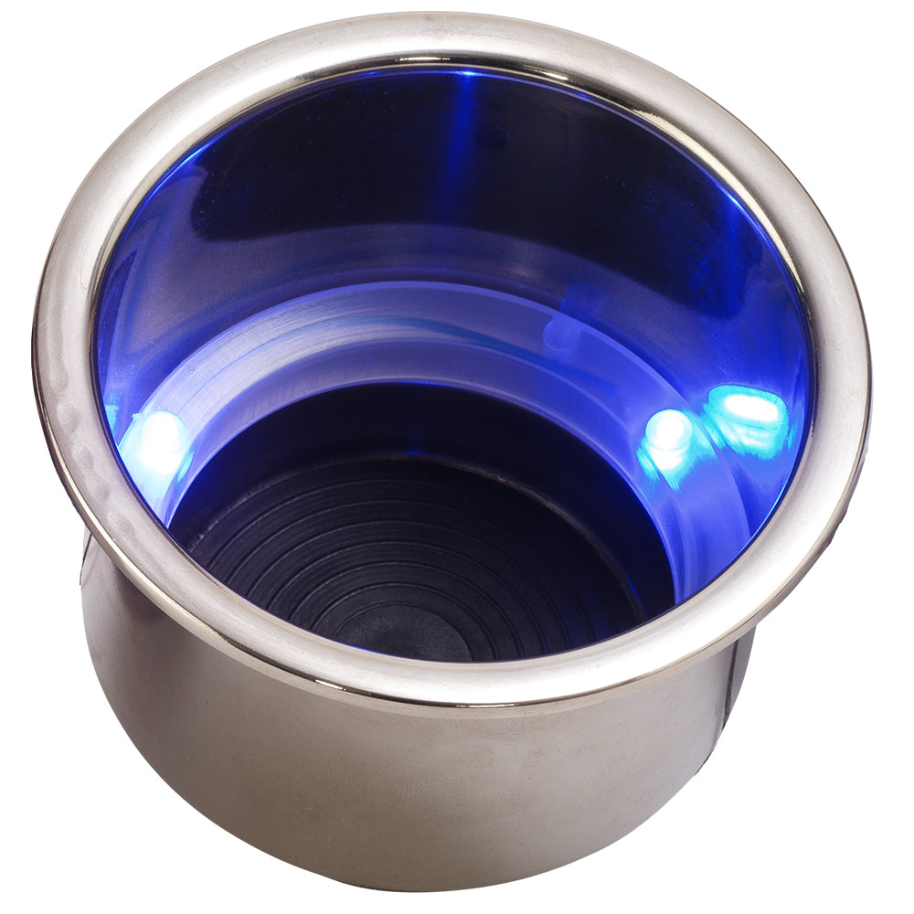 Portavasos de montaje empotrado combinado Sea-Dog con LED, con drenaje - LED azul