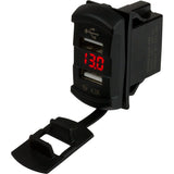 Voltímetro tipo interruptor basculante de doble USB Sea-Dog con pantalla oculta