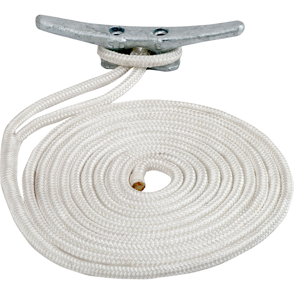 Cabo de amarre de nailon de doble trenzado Sea-Dog - 3/4" x 35' - Blanco
