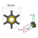 Kit de impulsor premium Albin Group - 32 x 8 x 12 mm - 6 paletas - Inserto plano único