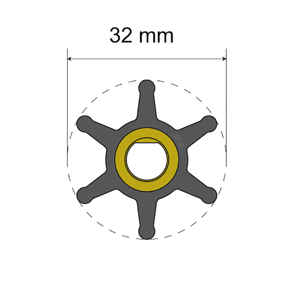 Kit de impulsor premium Albin Group - 32 x 8 x 12 mm - 6 paletas - Inserto plano único