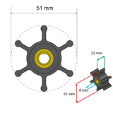 Kit de impulsor Premium Albin Group - 51 x 8 x 22 mm - 6 paletas - Inserto plano sencillo