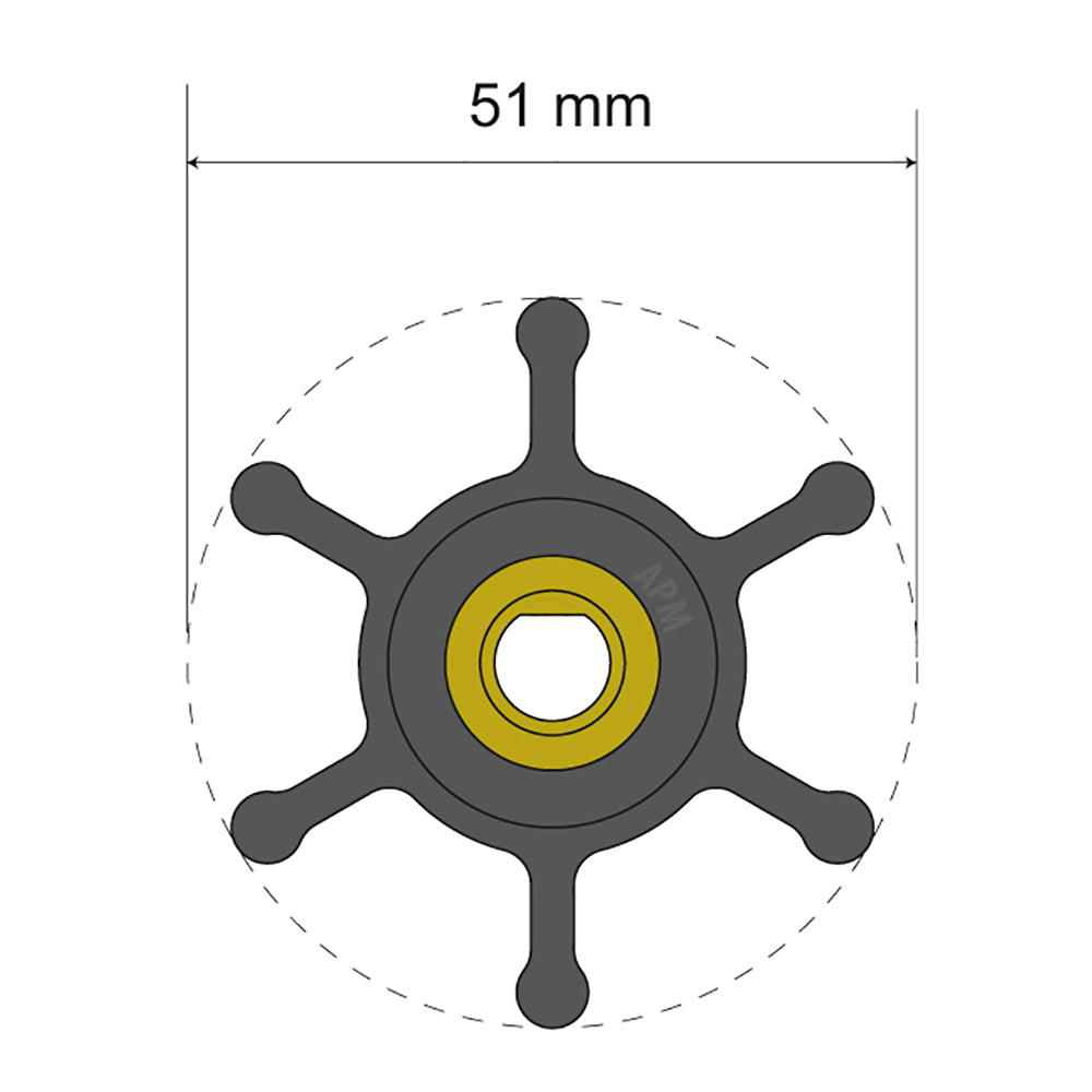 Kit de impulsor Premium Albin Group - 51 x 8 x 22 mm - 6 paletas - Inserto plano sencillo