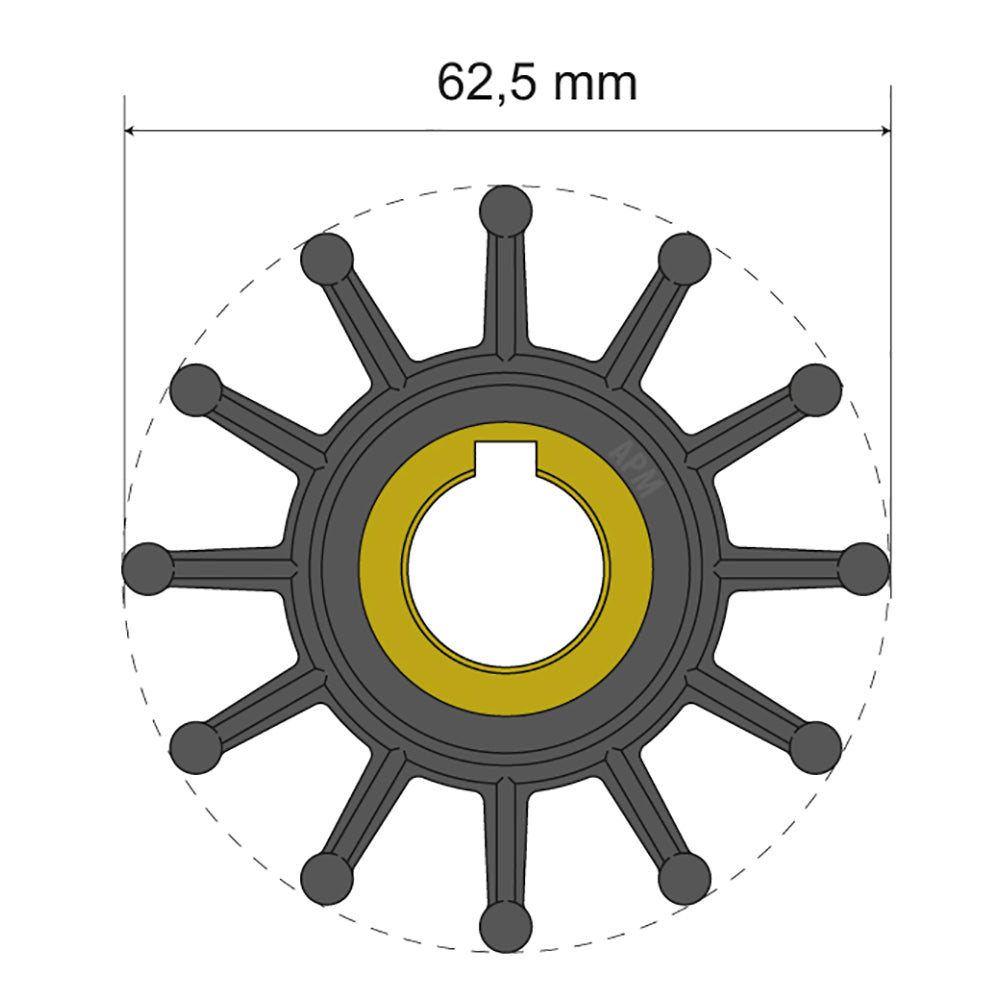 Kit de impulsor Premium Albin Group 62,5 x 16 x 32 mm - 12 paletas - Núcleo de chaveta