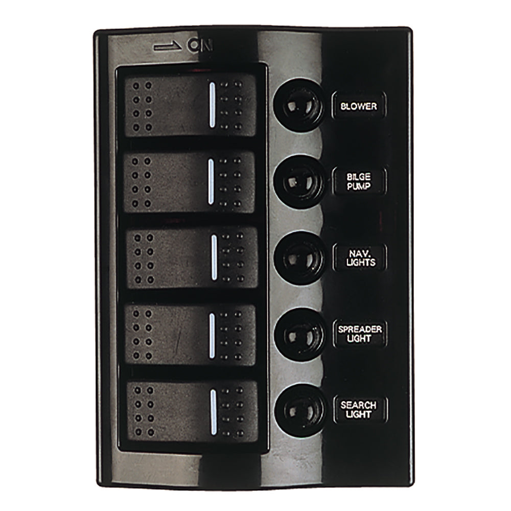 Panel de disyuntores de nailon de 5 circuitos Sea-Dog - Estilo Wave