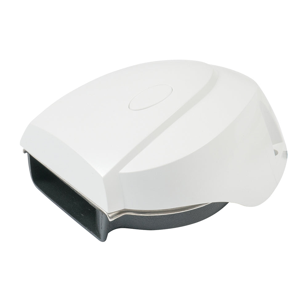 Bocina individual compacta MiniBlast de 12V de Marinco con cubierta blanca