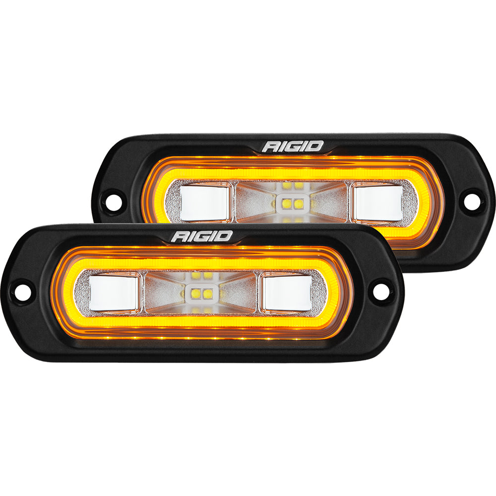 Luz de dispersión de montaje empotrado serie SR-L de RIGID Industries - Carcasa negra - Halo ámbar