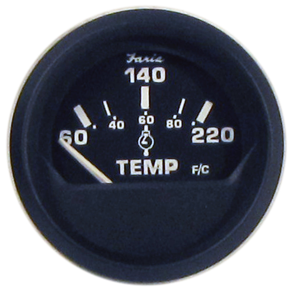 Indicador de temperatura de culata Faria Euro Black de 2" (60 a 220 °F) con sensor