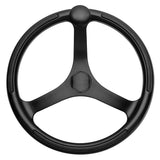 Volante Schmitt Marine Primus 13.5" negro, eje cónico de 3/4" con pomo y agarres para dedos, recubrimiento en polvo negro