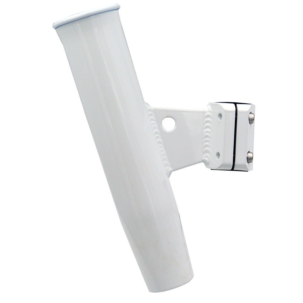 Soporte para caña de pescar vertical con abrazadera C.E. Smith de aluminio, 1-5/16" DE, acabado en pintura en polvo blanca con funda
