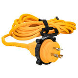 Cable de extensión náutico Camco Power Grip de 30 amperios - Adaptador de 50' con bloqueo macho/hembra