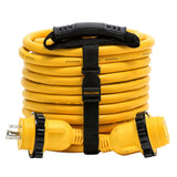 Cable de extensión náutico Camco Power Grip de 30 amperios - Adaptador de 50' con bloqueo macho/hembra