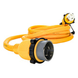 Cable de extensión náutico Camco Power Grip de 50 amperios - Adaptador de 25 pies con bloqueo macho/hembra