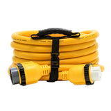 Cable de extensión náutico Camco Power Grip de 50 amperios - Adaptador de 25 pies con bloqueo macho/hembra