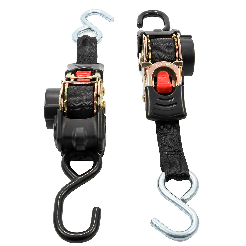 Correas de amarre retráctiles Camco - 1" de ancho, 6' con ganchos dobles