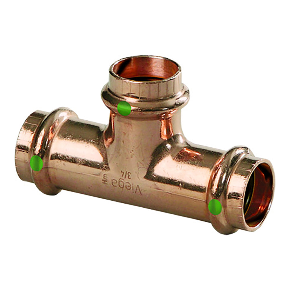 Tee de cobre Viega ProPress de 3/4" - Triple conexión de prensado - Tecnología Smart Connect