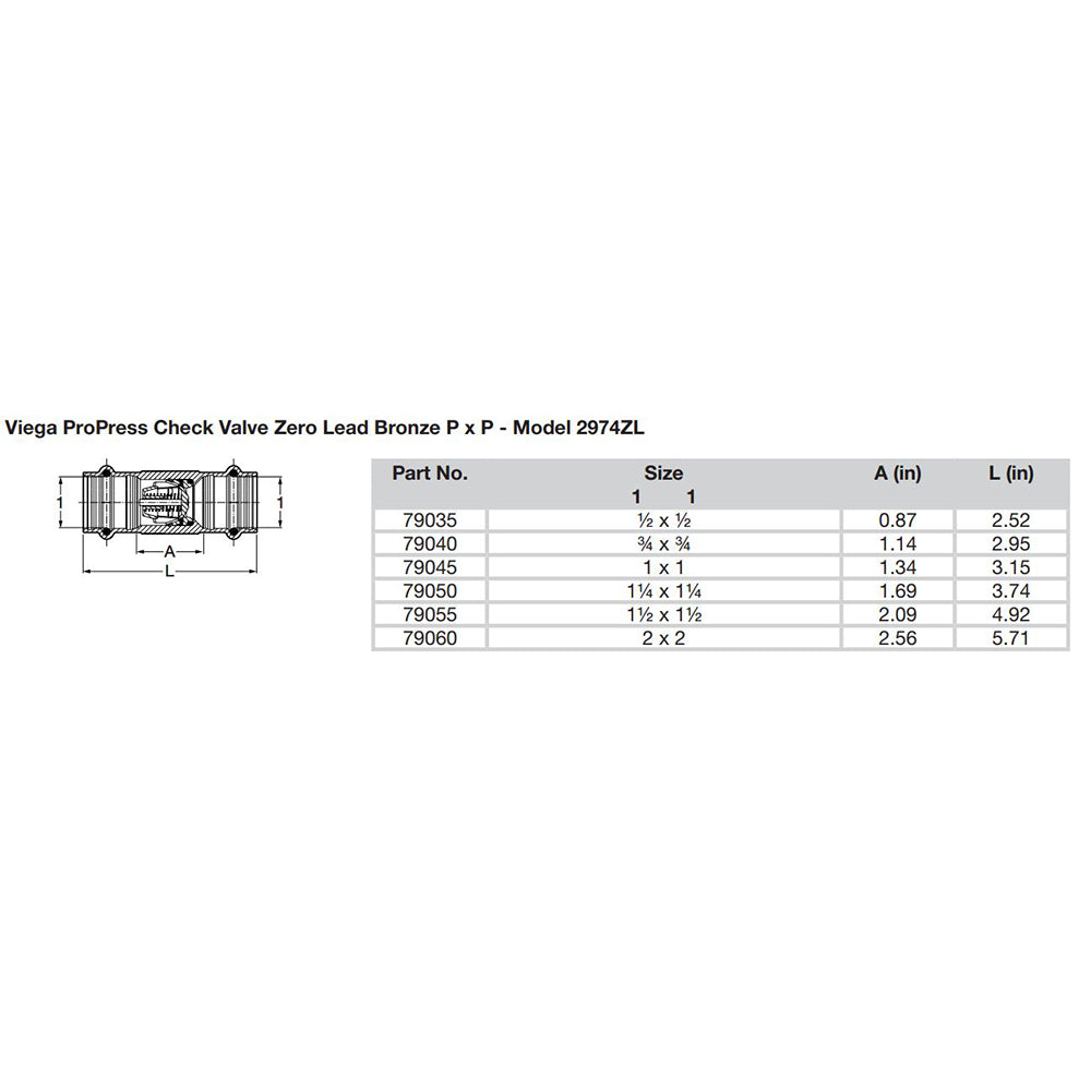 Válvula de retención Viega ProPress de 3/4" sin plomo - Conexión de doble prensado - Tecnología Smart Connect