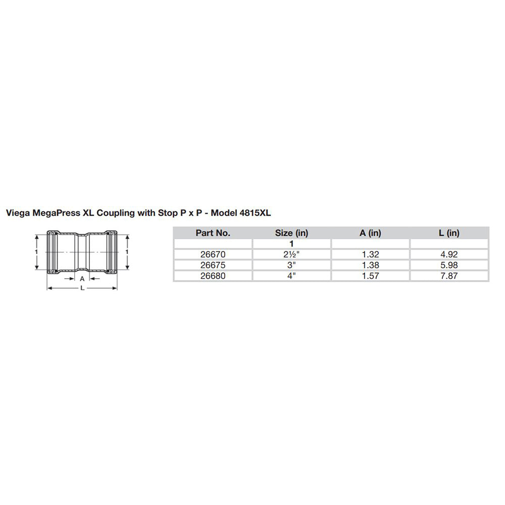 Acople de acero al carbono Viega MegaPress de 4" con tope y conexión de doble prensado FMK - Tecnología Smart Connect