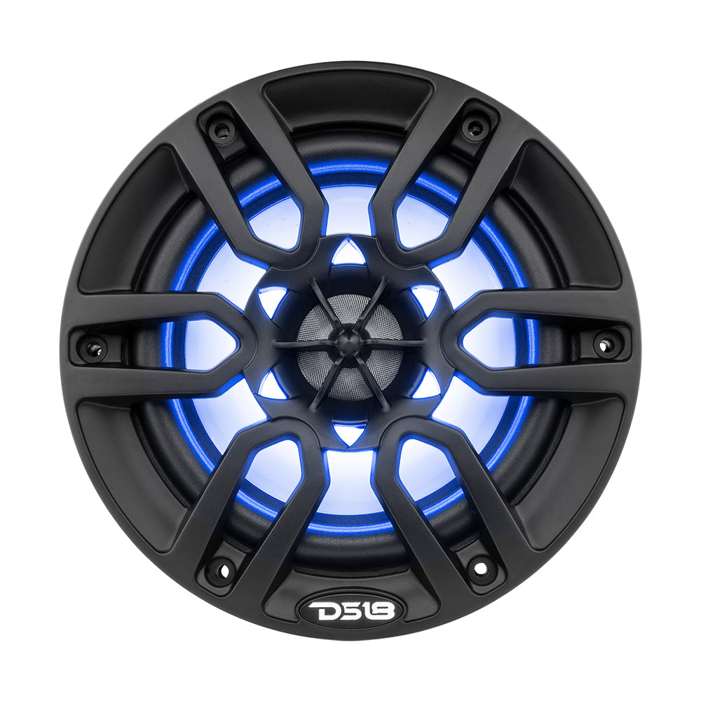 DS18 HYDRO 6.5" 2-Way Marine Speakers w/ RGB  Lights - Matte Black