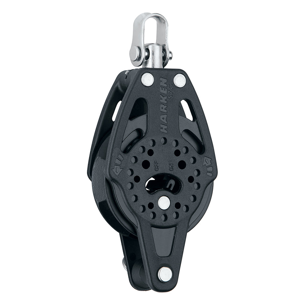 Polea de trinquete Harken Carbo de 57 mm, giratoria con punto de anclaje