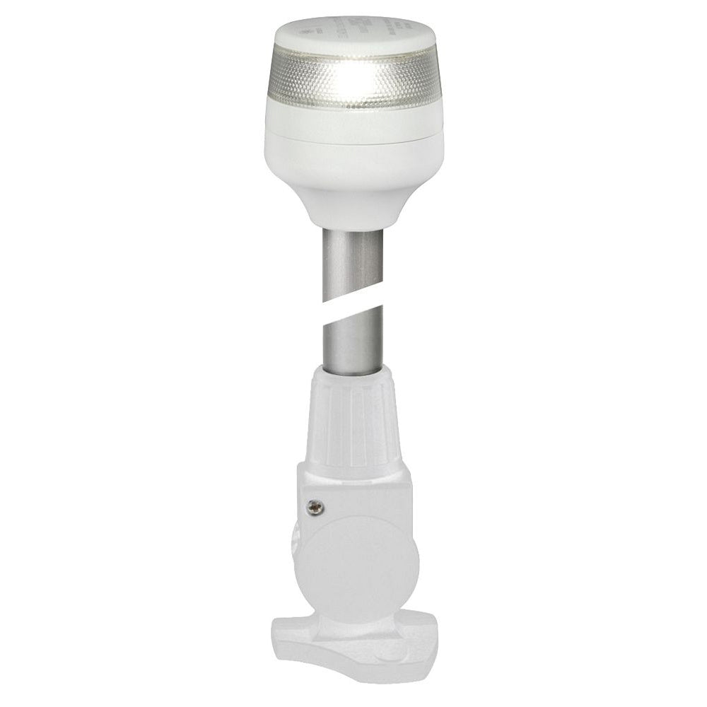 Luz de navegación Hella Marine de 2 mn, blanca, de 360°, con poste plegable - 8" - Base blanca