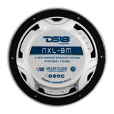 Altavoces marinos de 2 vías DS18 New Edition HYDRO de 8" con iluminación LED RGB 375W - Blanco