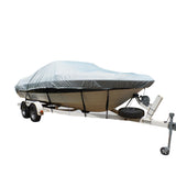 Funda para barco Carver Flex-Fit™ PRO de poliéster, tamaño 3, para barcos de pesca y esquí I/O u O/B y barcos de pesca anchos - Gris