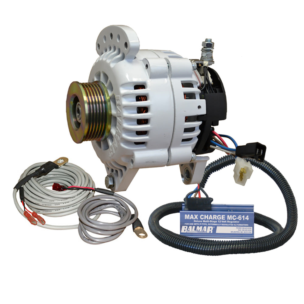 Alternador Balmar 120 AMP 12V con montaje de doble base de 3.15", polea K6, regulador y sensor de temperatura