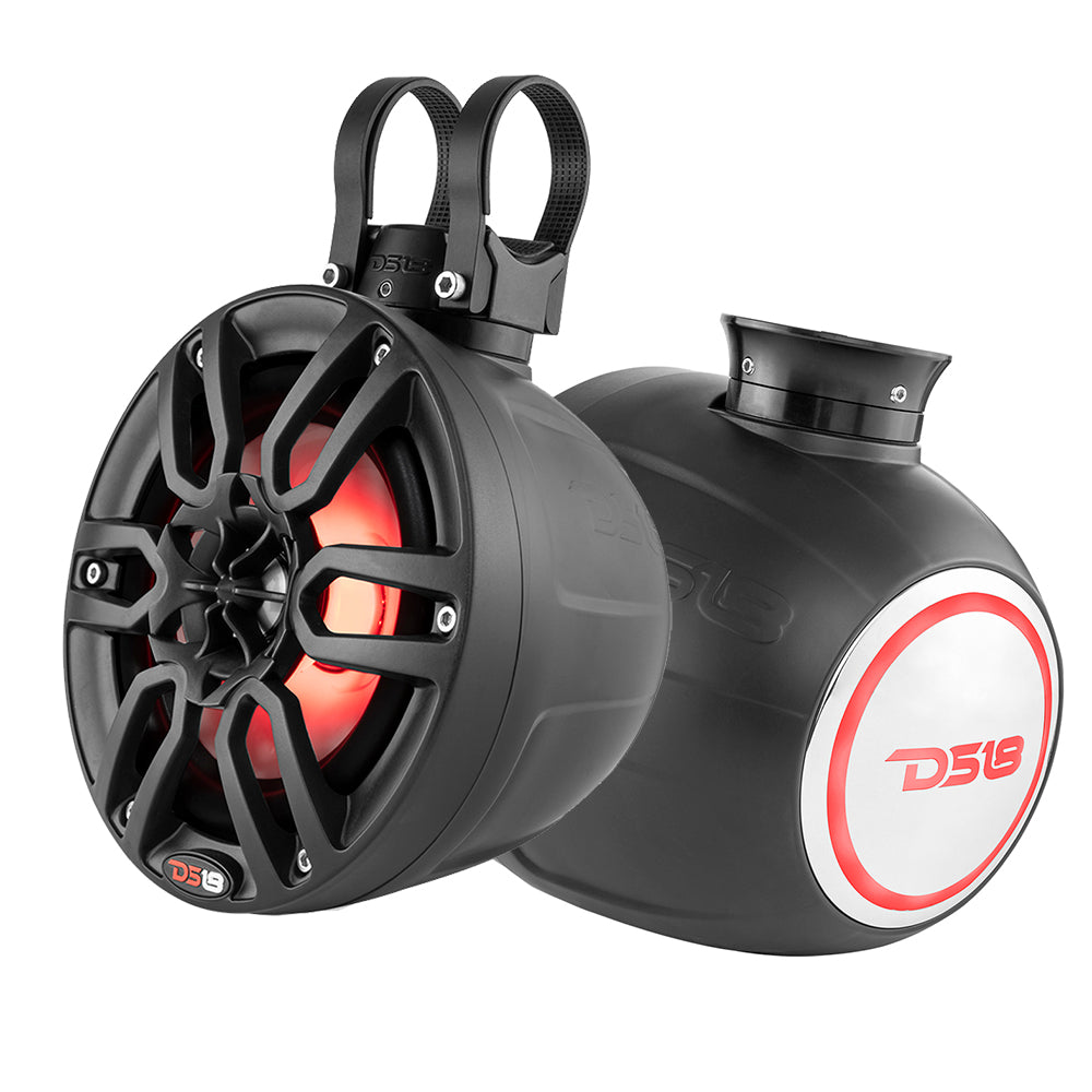 Torre de altavoces para wakeboard DS18 HYDRO de 8" compacta con luz RGB - 375W - Negro