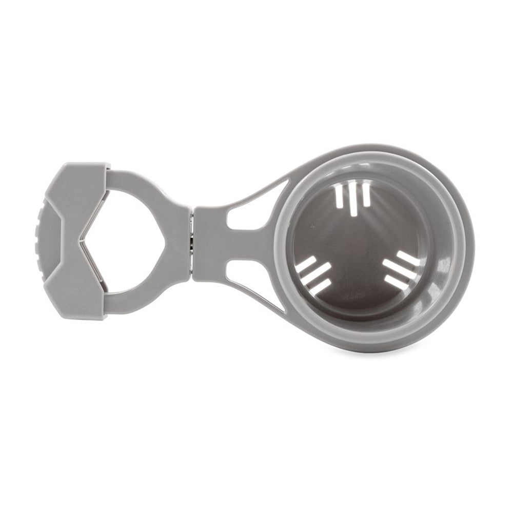 Portavasos Camco de montaje en riel con abrazadera - Pequeño para rieles de hasta 1-1/4" - Gris