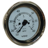 Velocímetro de pitot VDO Cockpit Marine 85 mm (3-3/8") - 0 a 60 MPH - Esfera blanca/Bisel cromado