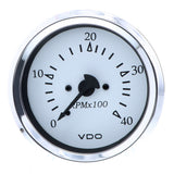 Tacómetro diésel VDO Cockpit Marine 85MM (3-3/8") - 4000 RPM - Esfera blanca/bisel cromado