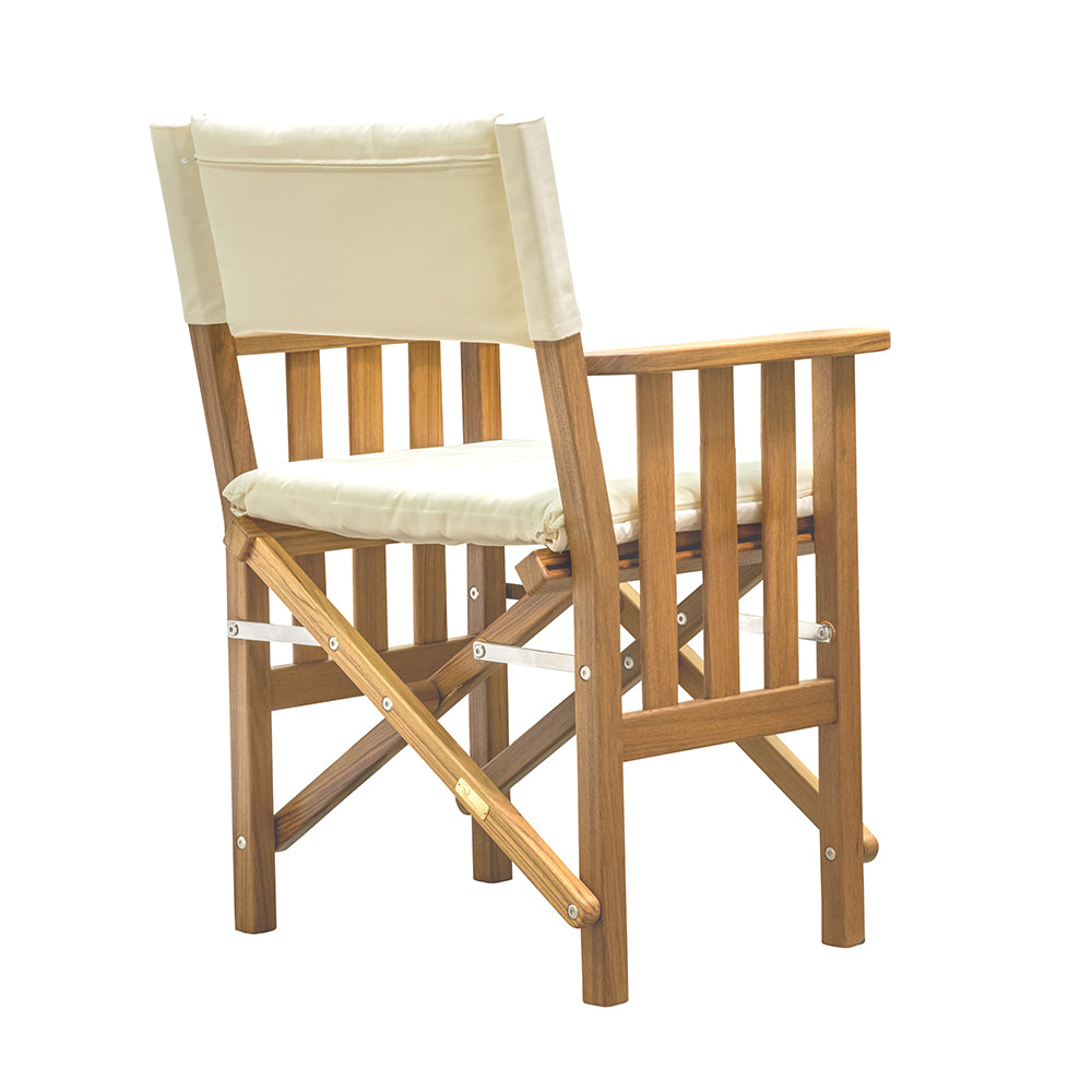 Silla de director Whitecap II con cojín color crema - Teca