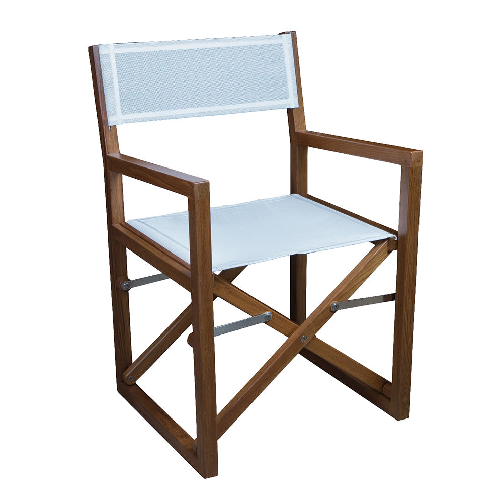 Silla de director Whitecap con tela Batyline blanca - Teca