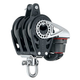 Polea triple Carbo de 57 mm Harken - Giratoria, con arraigo y cornamusa