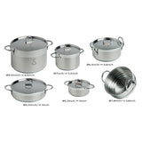 Juego de sartenes y ollas para cocina Marine Business, apilables - Acero inoxidable - Juego de 8 piezas