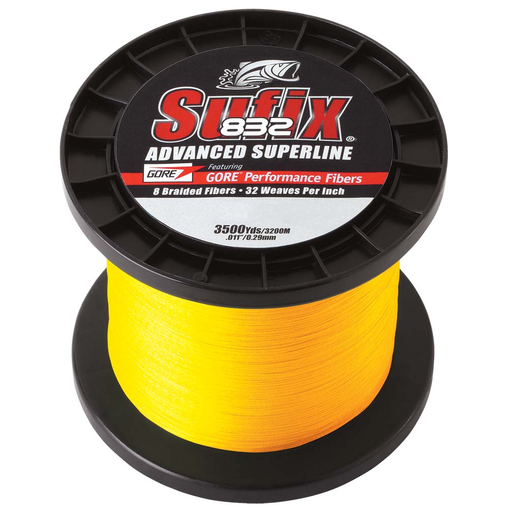 Línea trenzada Sufix 832® Advanced Superline® - 20 lb - Amarillo de alta visibilidad - 3500 yardas