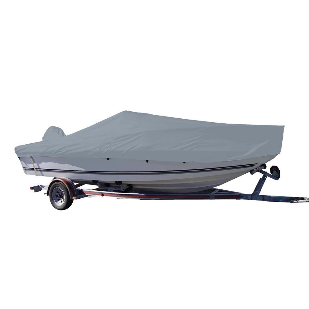 Funda para embarcación Carver Sun-DURA® a medida para lancha de pesca con consola central y casco en V de 24.5' - Gris