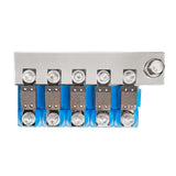 Barra colectora Victron para conectar 5 portafusibles Mega - Solo barra colectora. Los portafusibles se venden por separado.