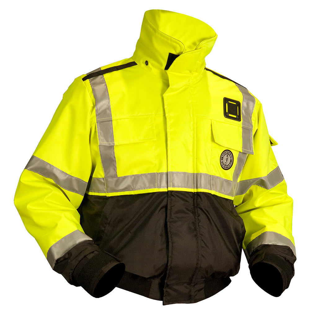 Chaqueta bomber de flotación de alta visibilidad Mustang ANSI - Amarillo/verde fluorescente/negro - XXL