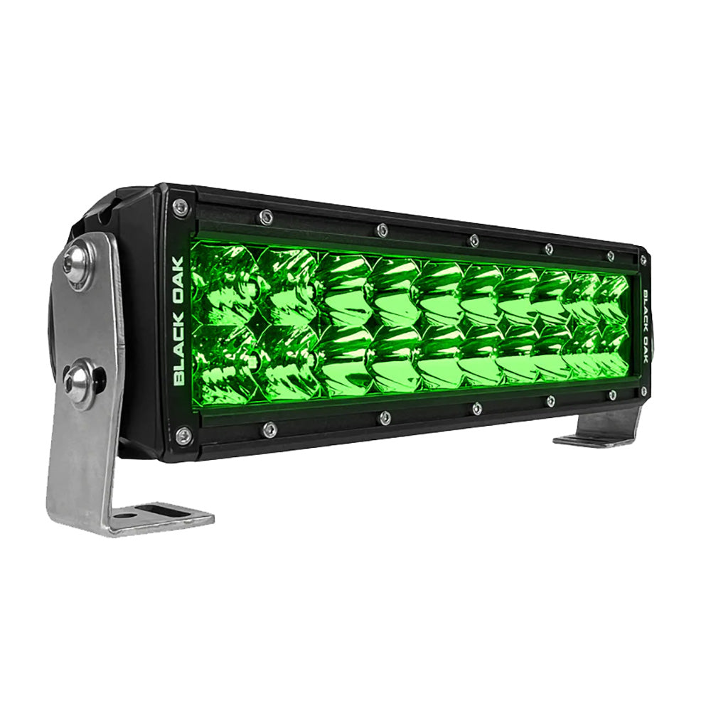 Barra de luces LED verde de 10" para caza de jabalíes Black Oak - Óptica combinada - Carcasa negra - Pro Series 3.0