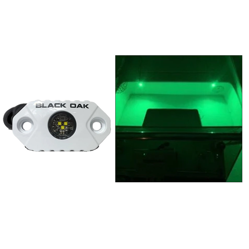 Luz de acento para roca Black Oak - LED verdes - Carcasa blanca