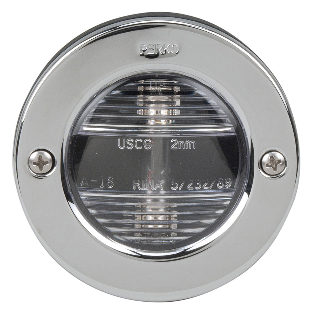 Luz de popa de montaje vertical Perko 12VCC con bisel de acero inoxidable