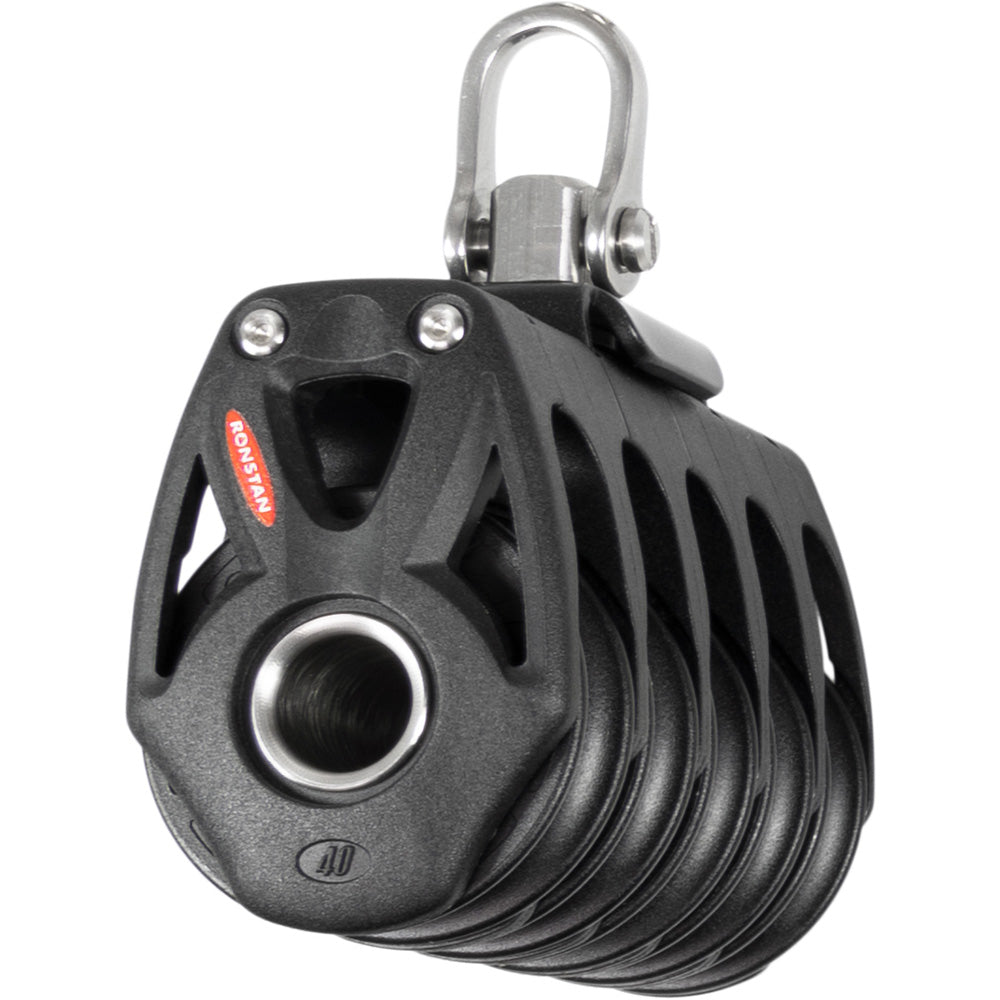 Bloque cuádruple Ronstan Serie 40 Orbit con rodamientos de bolas y grillete giratorio