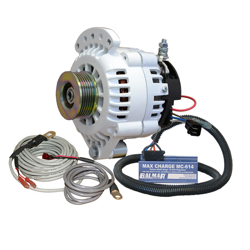 Kit de alternador Balmar de 100 A, 12 V, soporte de montaje de pie simple de 1-2", polea K6, regulador y sensor de temperatura