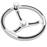 Volante Schmitt Marine Primus Modelo 740 - 13.5" con pomo y agarre para dedos - Eje cónico de 3/4" con tuerca decorativa - Adaptadores de 1/2" y 3/4"
